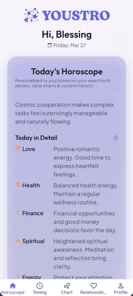 YOUSTRO Horoscope Page