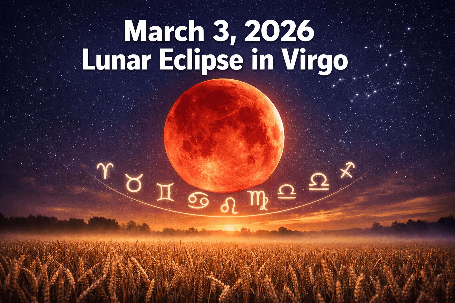 March 3, 2026 Lunar Eclipse in Virgo: Releasing Perfectionism, Health Overhauls, and Practical Shadow Work by Zodiac Sign