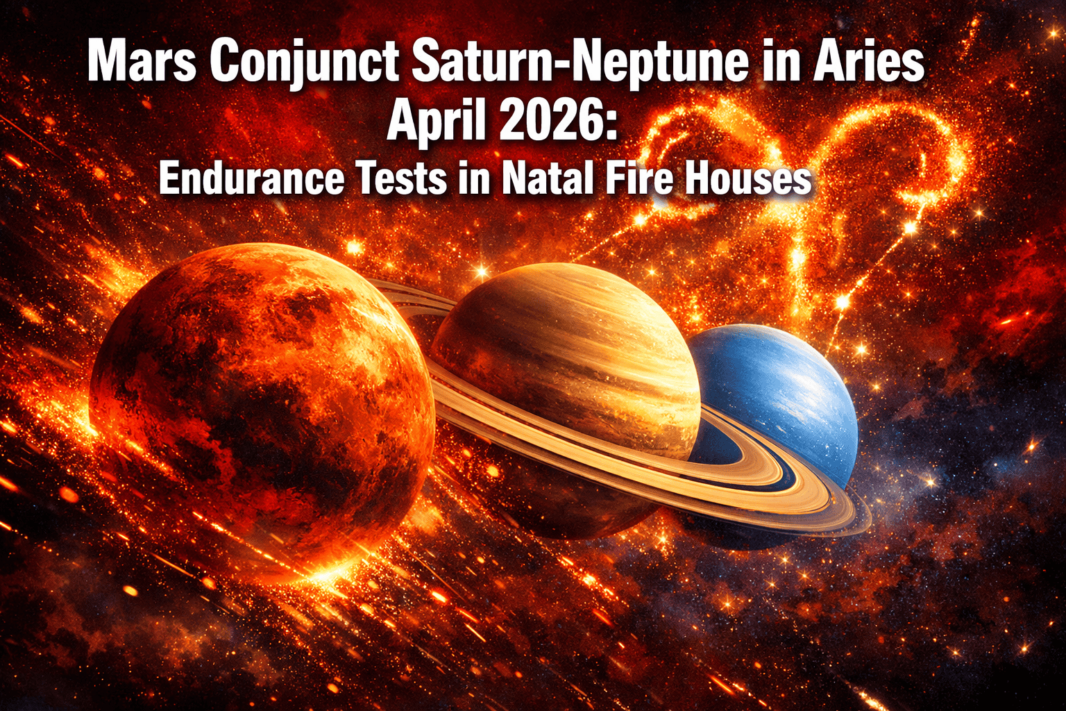 Mars Conjunct Saturn-Neptune in Aries April 2026: Endurance Tests in Natal Fire Houses