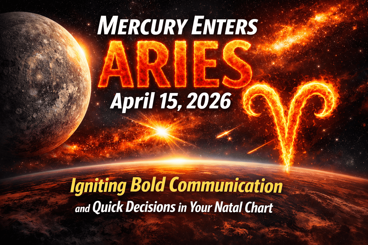 Mercury Enters Aries April 15, 2026: Igniting Bold Communication and Quick Decisions in Your Natal Chart