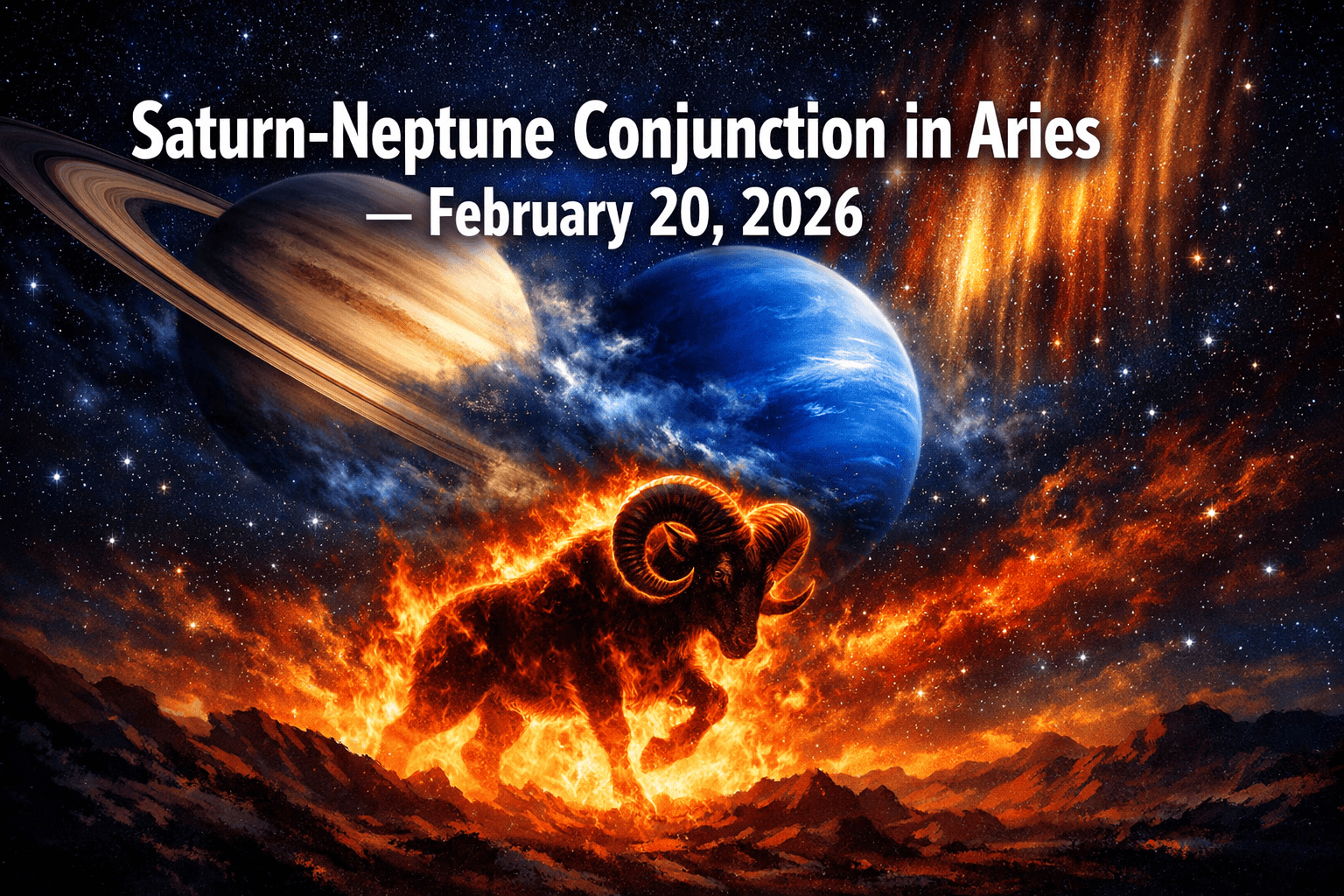Saturn-Neptune Conjunction in Aries February 20, 2026: Dissolving Old Structures and Manifesting New Realities