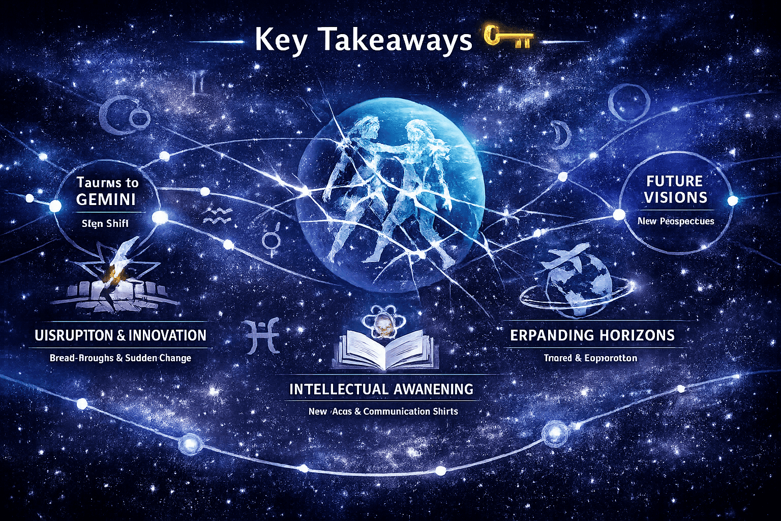 Section 1: Key Takeaways 🔑 - An expansive, highlighting key transition points. Use a deep indigo and electric blue color