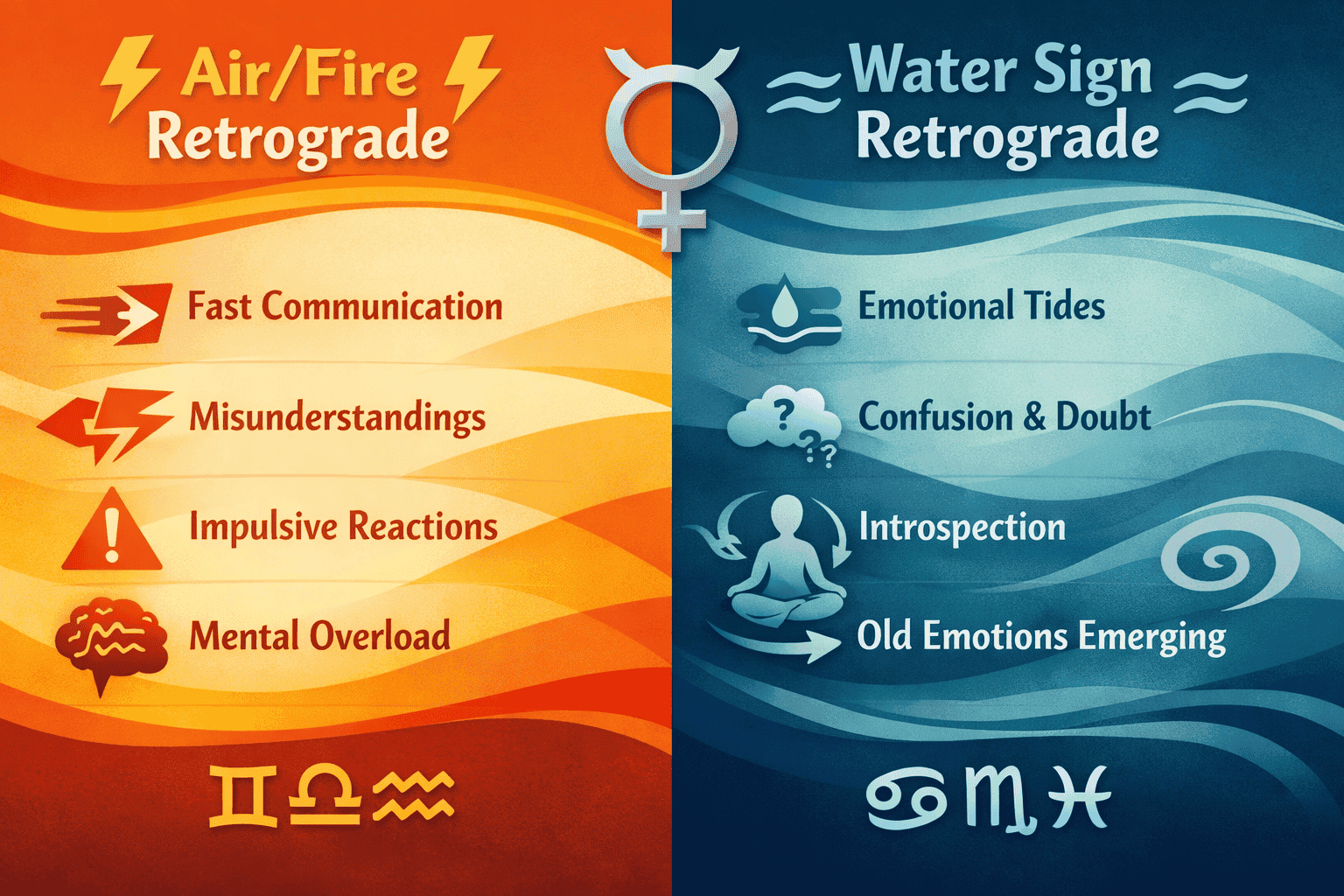 () comparison infographic showing two contrasting communication styles side by side: left panel labeled 'Air/Fire