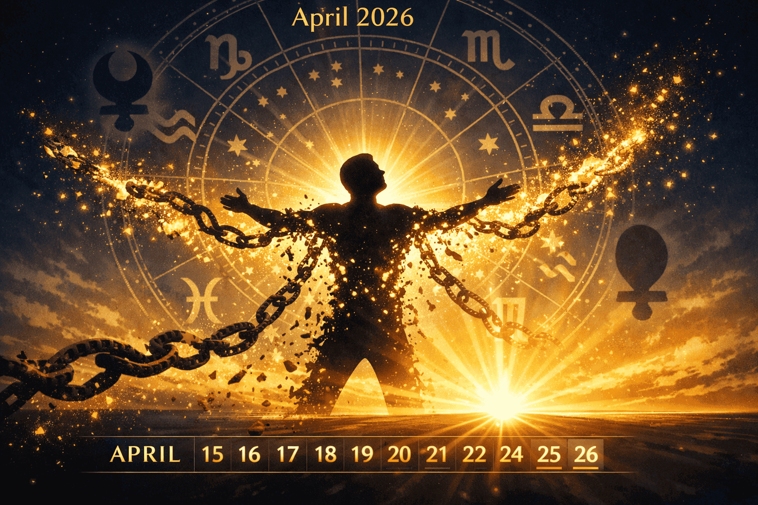 () conceptual illustration of personal liberation emerging from karmic constraint: a human silhouette breaking free from