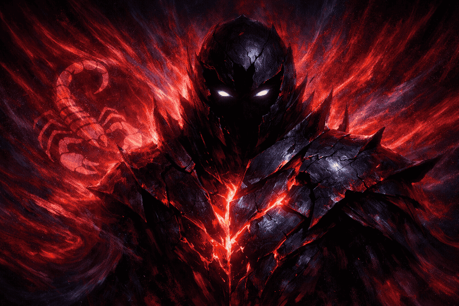 () dramatic portrait-style concept art of a shadowy silhouette with magnetic aura radiating outward in deep crimson and