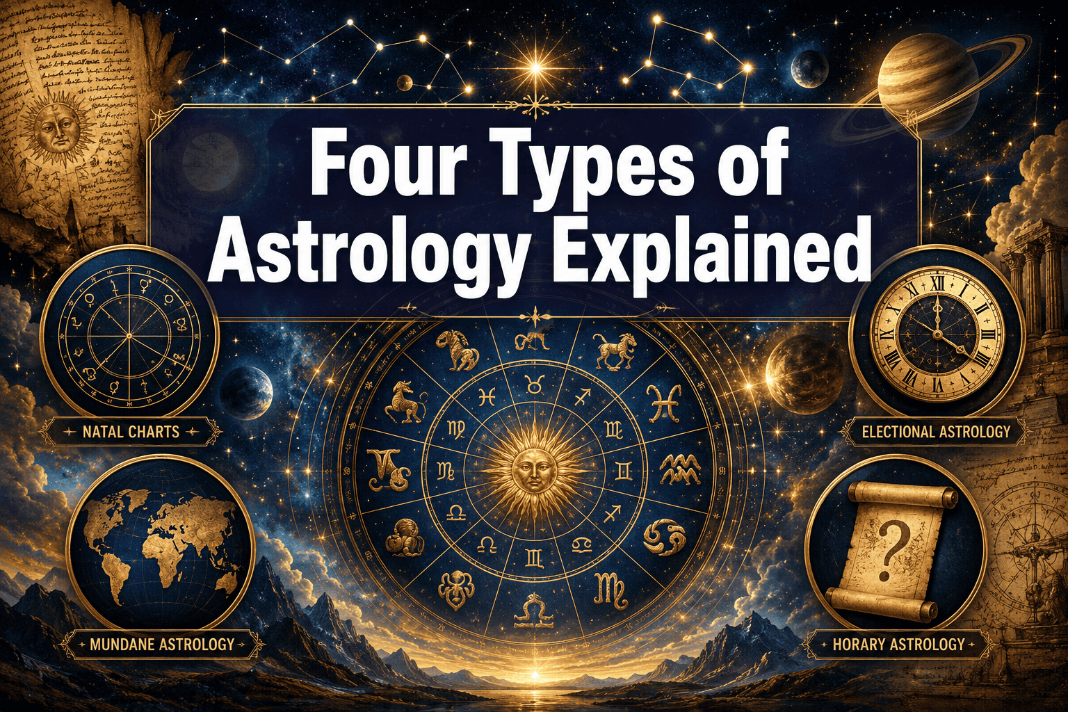 Four Types of Astrology Explained: Genethlialogy, General, Catarchic, and Interrogatory for Beginners