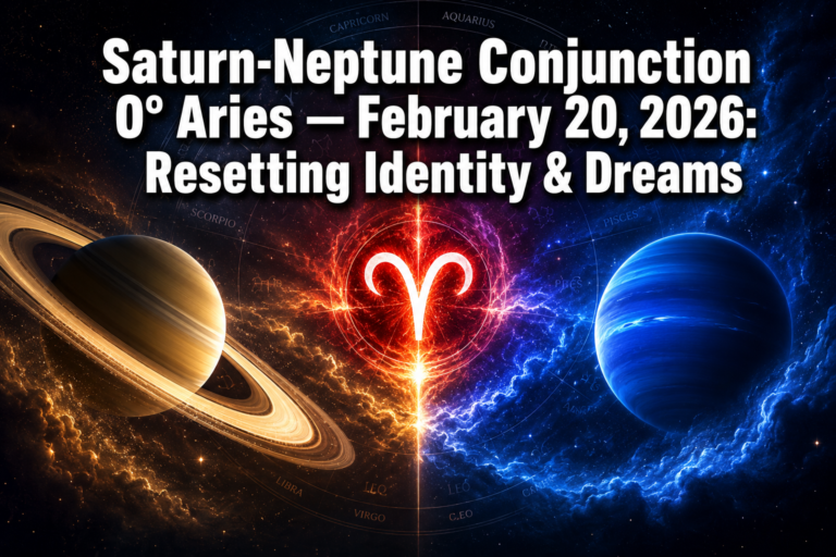 Saturn-Neptune Conjunction at 0° Aries February 20, 2026: Resetting Identity and Dreams Across All Rising Signs