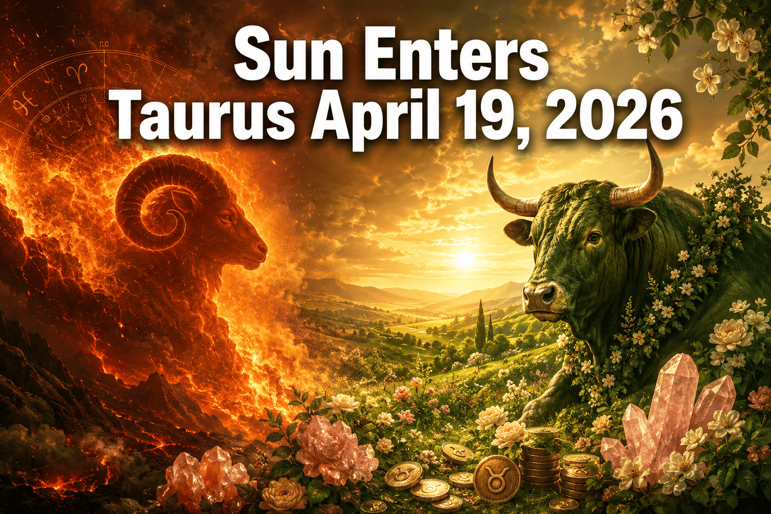 Sun Enters Taurus April 19, 2026: Stabilizing Fiery Aries Energy with Grounded Sensuality, Wealth Rituals, and Zodiac House Effects
